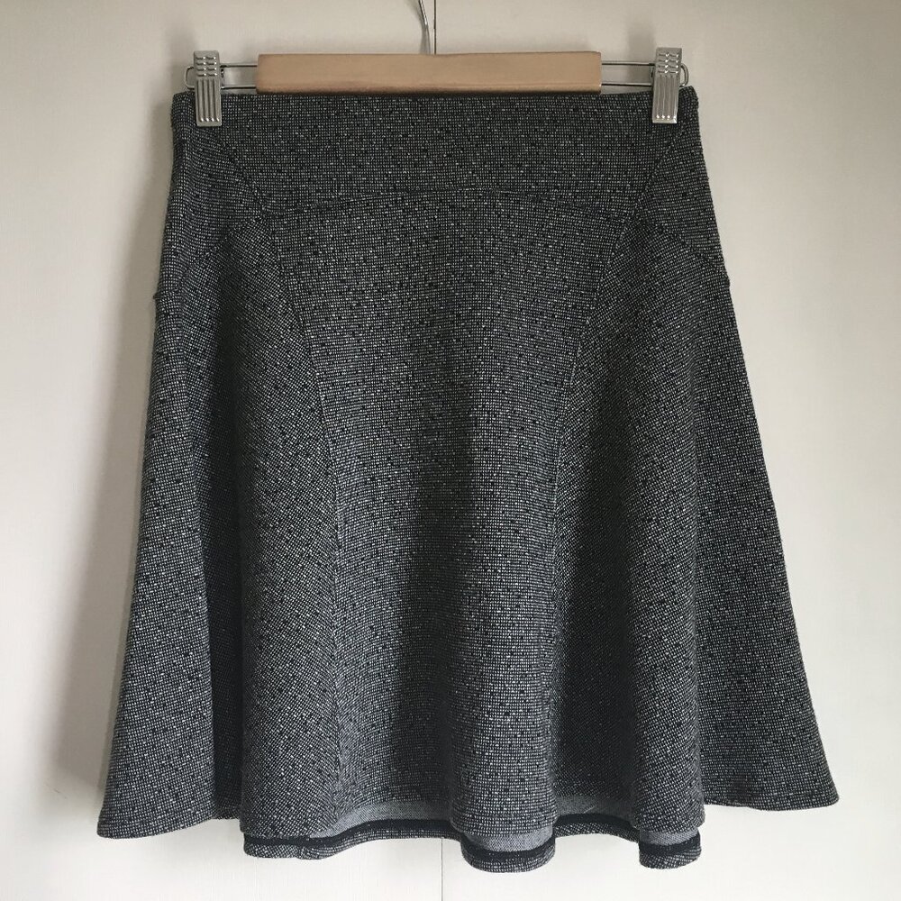 Max Studio Black & White TV Static A-Line Swing Skirt - Micro Print - XS 📺